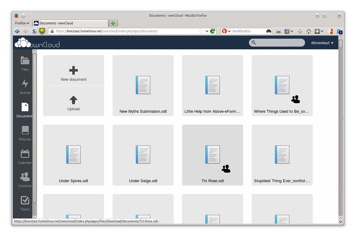 Screen shot of ownCloud Documents