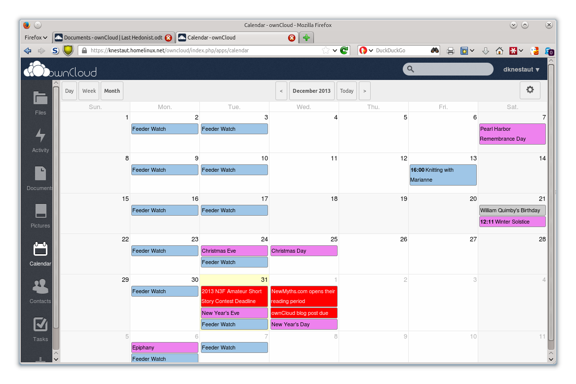 Screen shot of ownCloud Calendar
